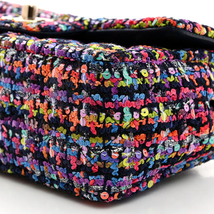 Chanel Tweed Quilted Mini Rectangular Flap Navy Blue Multicolor 10 of 10