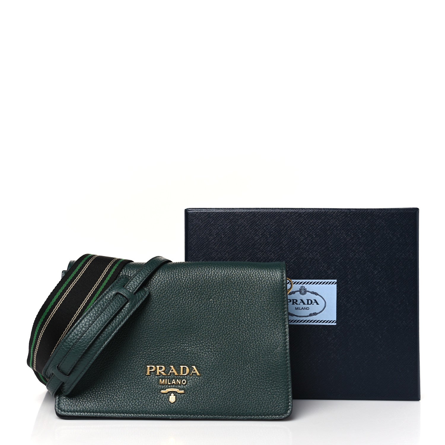 Prada Vitello Daino Double Strap Flap Crossbody Billardo 9 of 9
