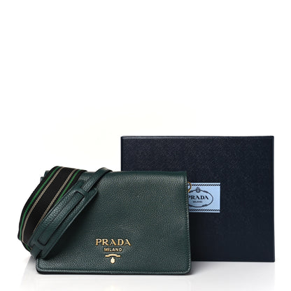 Prada Vitello Daino Double Strap Flap Crossbody Billardo 9 of 9