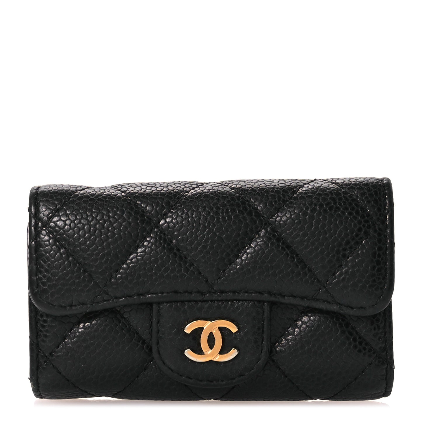 Caviar Quilted 6 Key Holder Black