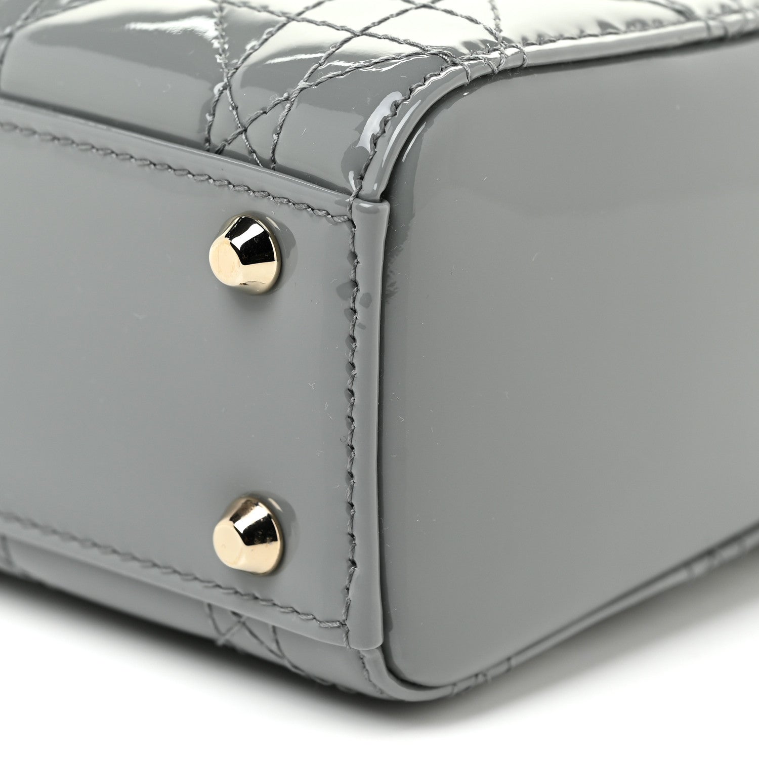 Christian Dior Patent Cannage Mini Lady Dior Grey Stone 9 of 12
