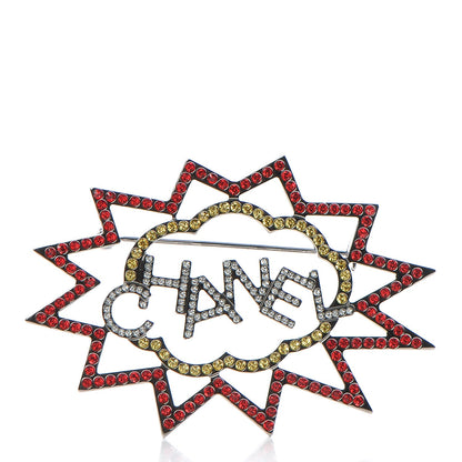Chanel Ruthenium Crystal CC Brooch Red Yellow 1 of 5