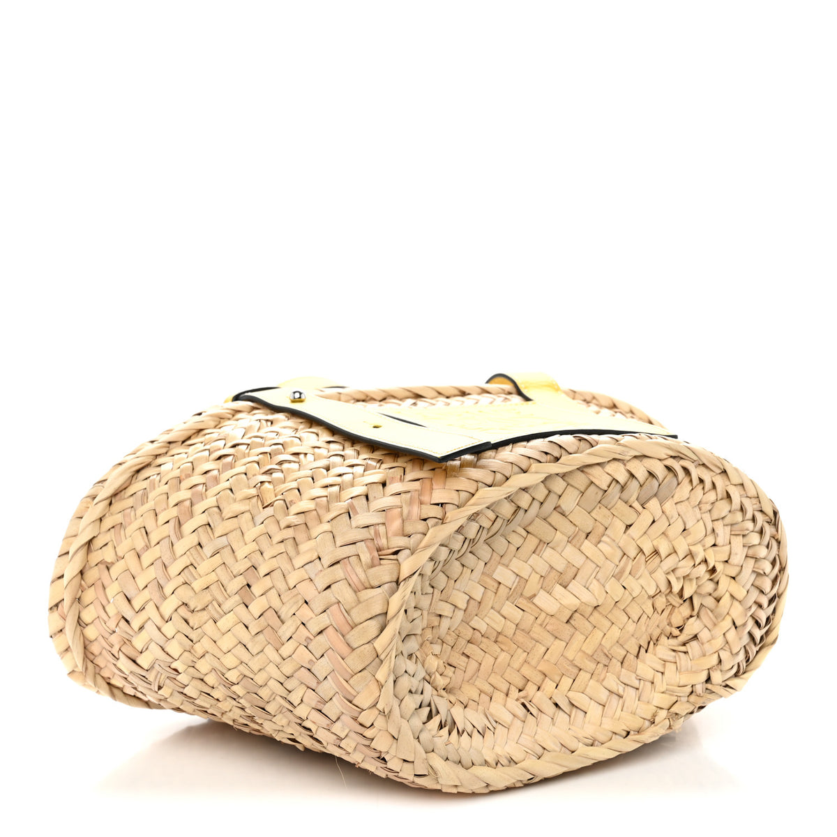 Raffia Small Basket Tote Bag Natural Yellow
