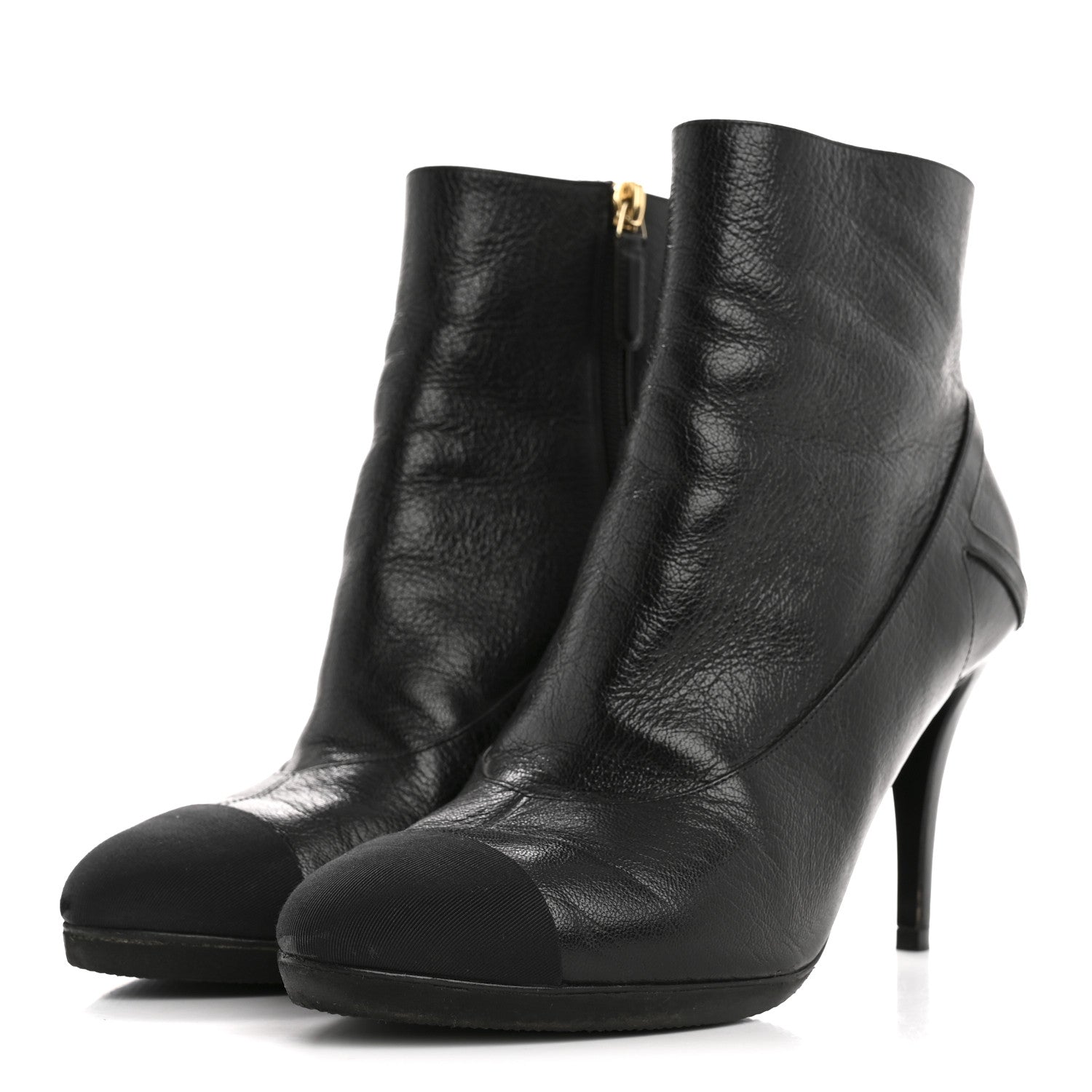 Chanel Calfskin CC Cap Toe Booties 39 Black 4 of 9