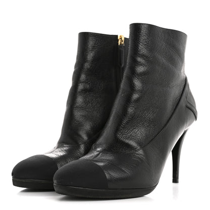 Chanel Calfskin CC Cap Toe Booties 39 Black 4 of 9