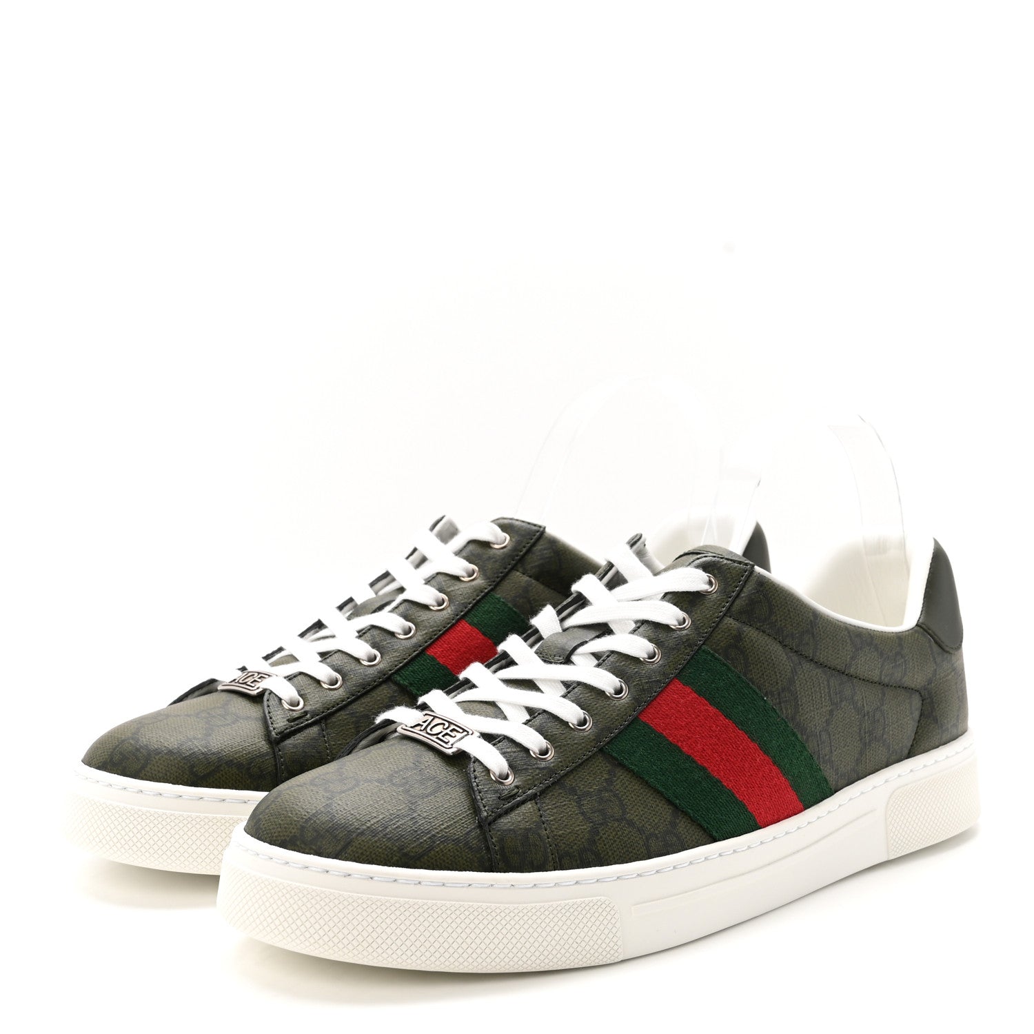 Gucci GG Supreme Monogram Web Mens New Ace Sneakers 8 Green 4 of 10