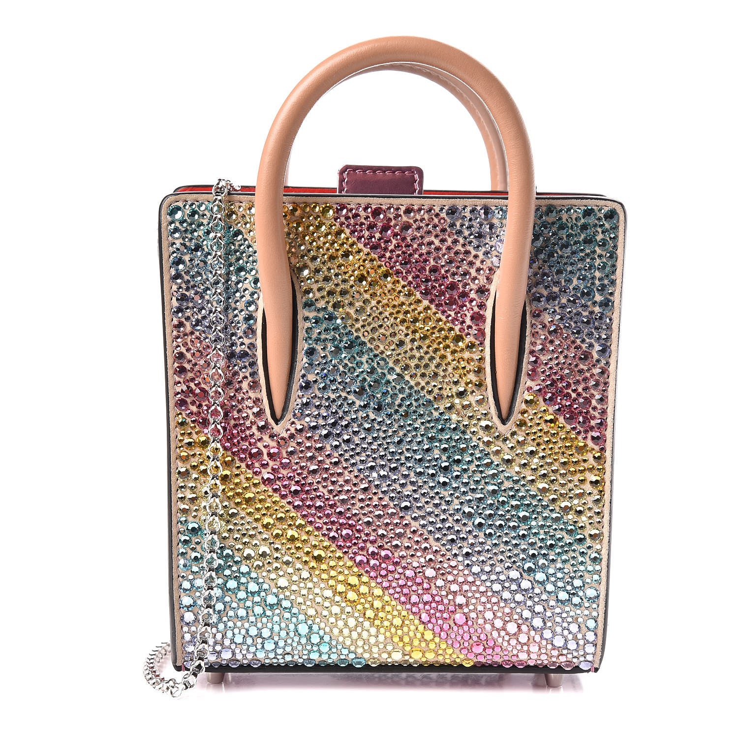 Christian Louboutin Calfskin Crystal Nano Paloma Rainbow 1 of 9