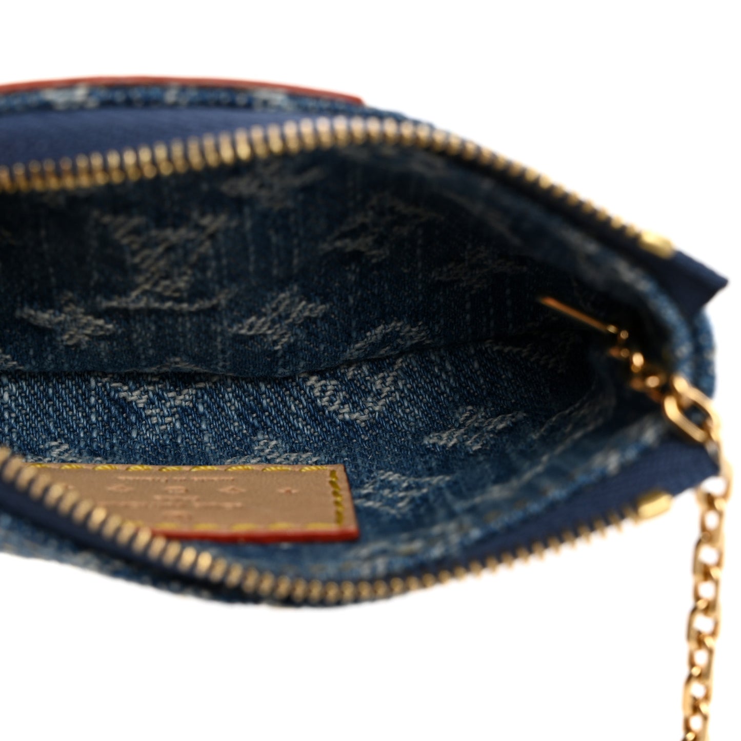 Monogram Denim Key Pouch Denim Blue
