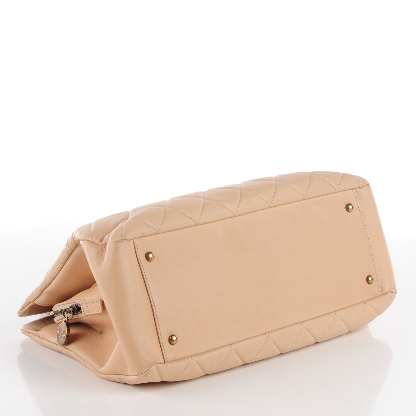 Calfskin Quilted Large CC Crown Tote Beige
