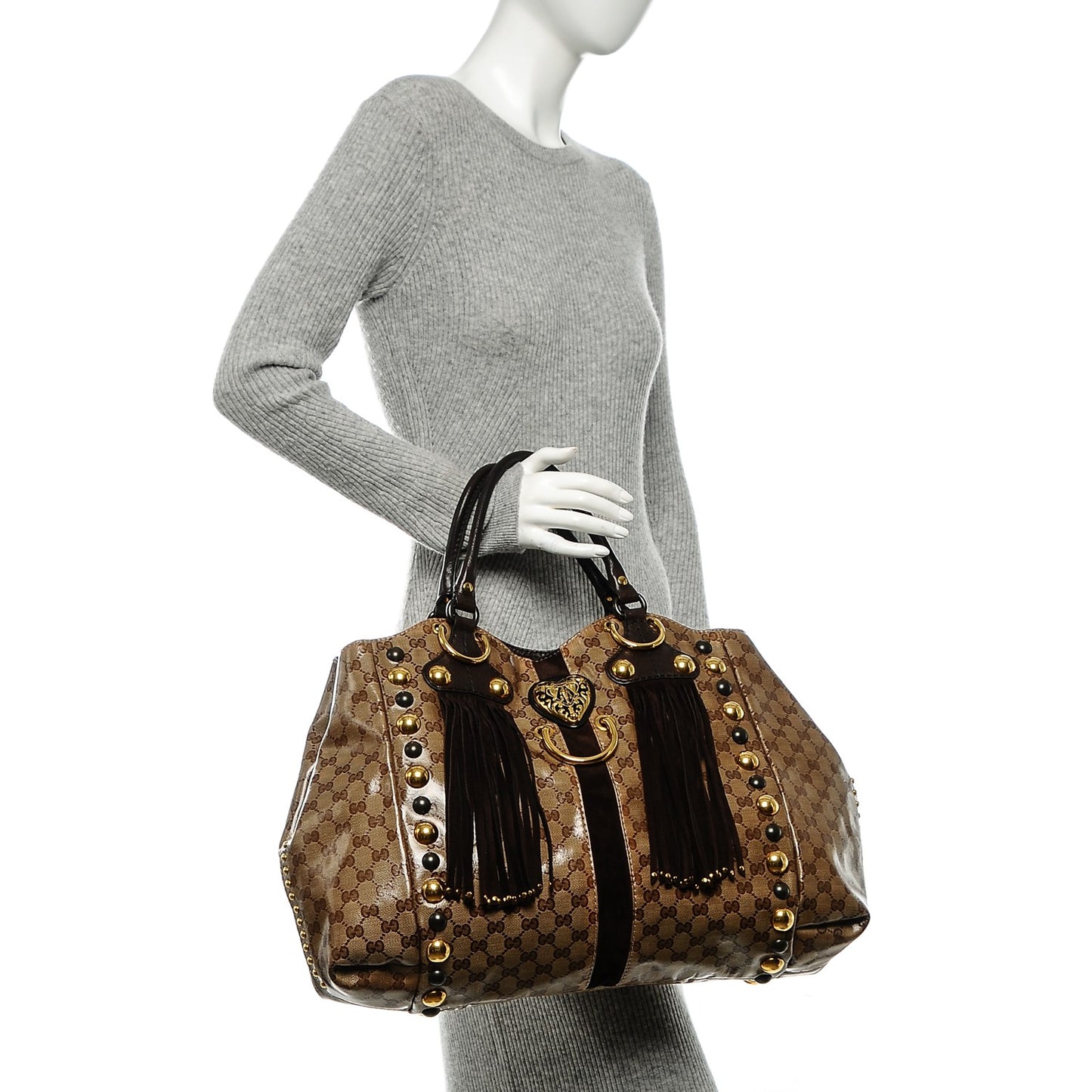 Crystal Monogram Large Babouska Tote Dark Brown