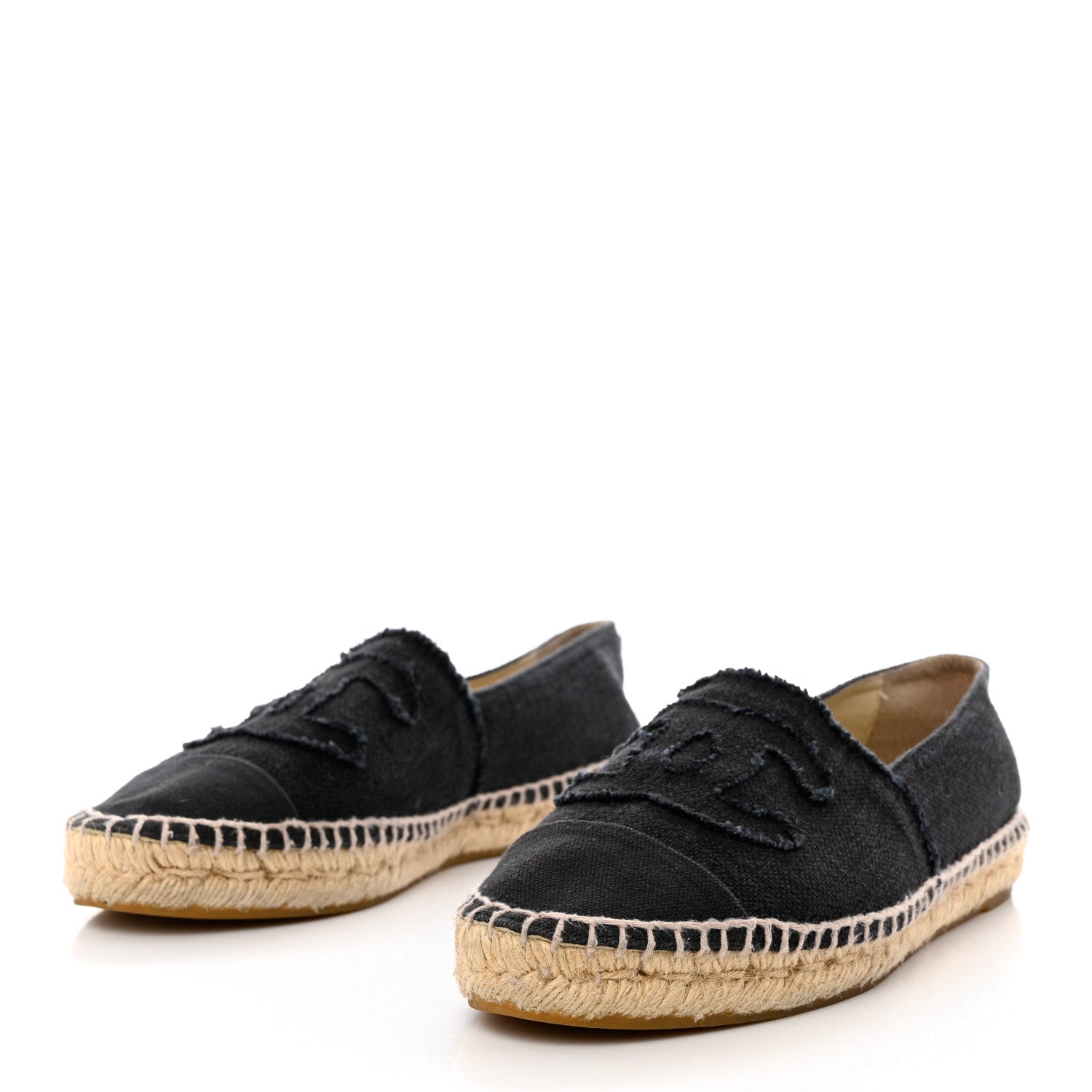 Chanel Linen CC Espadrilles 40 Black Blue 3 of 14