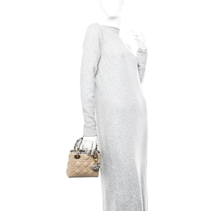 Christian Dior Lambskin Snakeskin Top Handle Cannage Mini Lady Dior Light Beige Multicolor 2 of 11