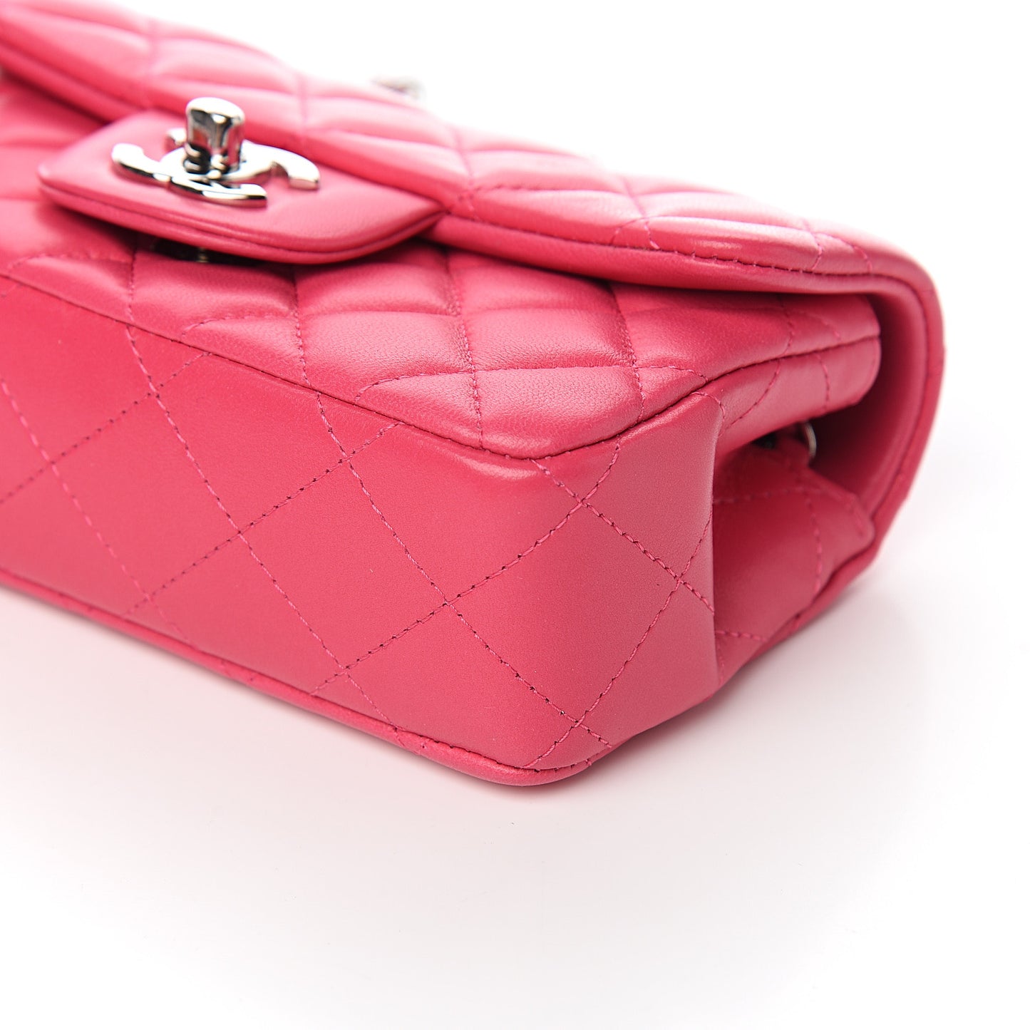 Lambskin Quilted Extra Mini Rectangular Flap Pink