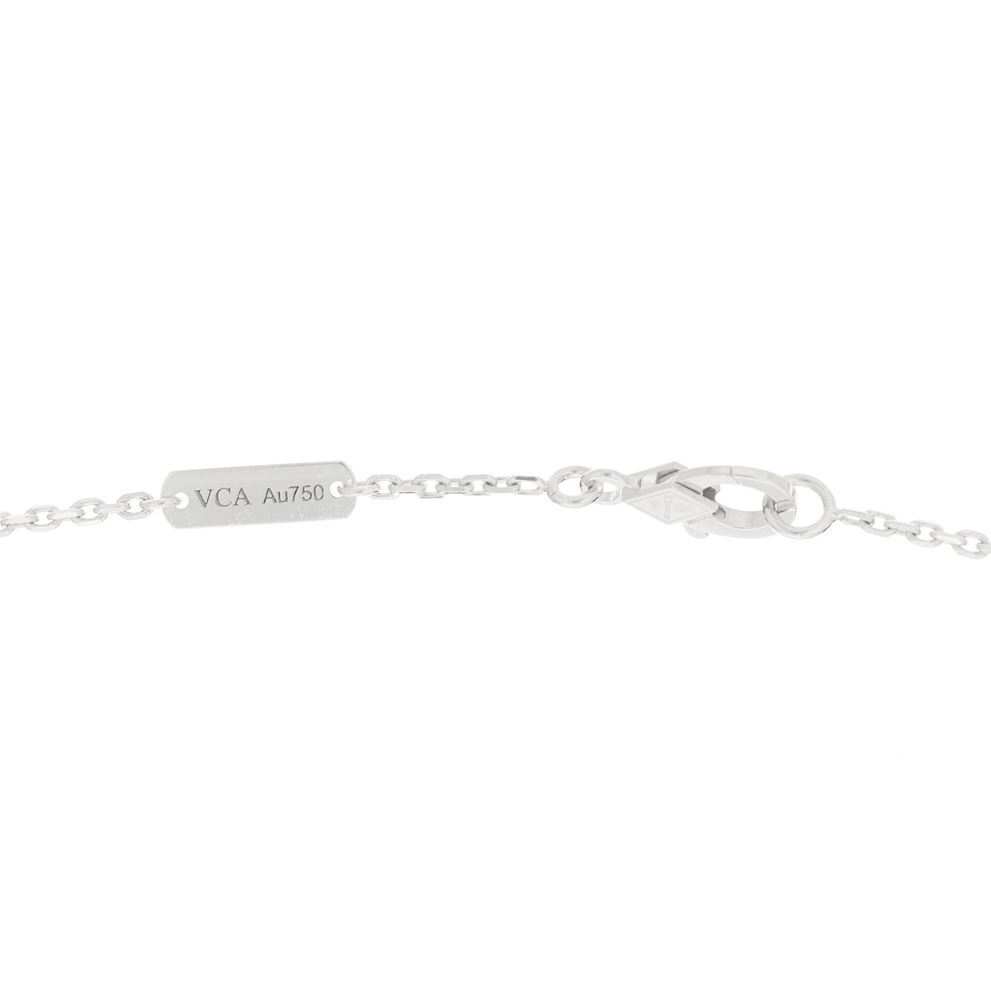 18K White Gold Mother of Pearl Vintage Alhambra Pendant Necklace