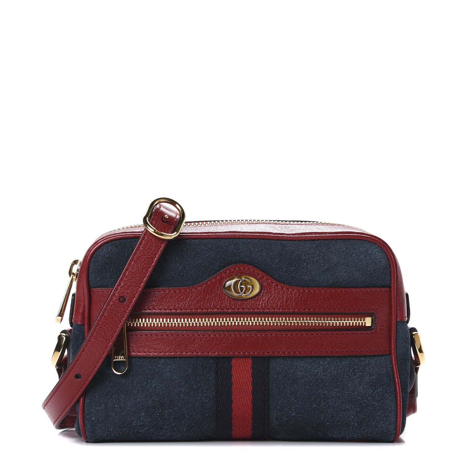 Gucci Suede Calfskin Web Mini Ophidia Shoulder Bag New Blue Romantic Cherry 1 of 9