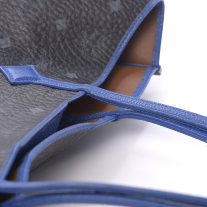 MCM Metallic Visetos Medium Kira Shopper Tote Black Blue 16 of 17