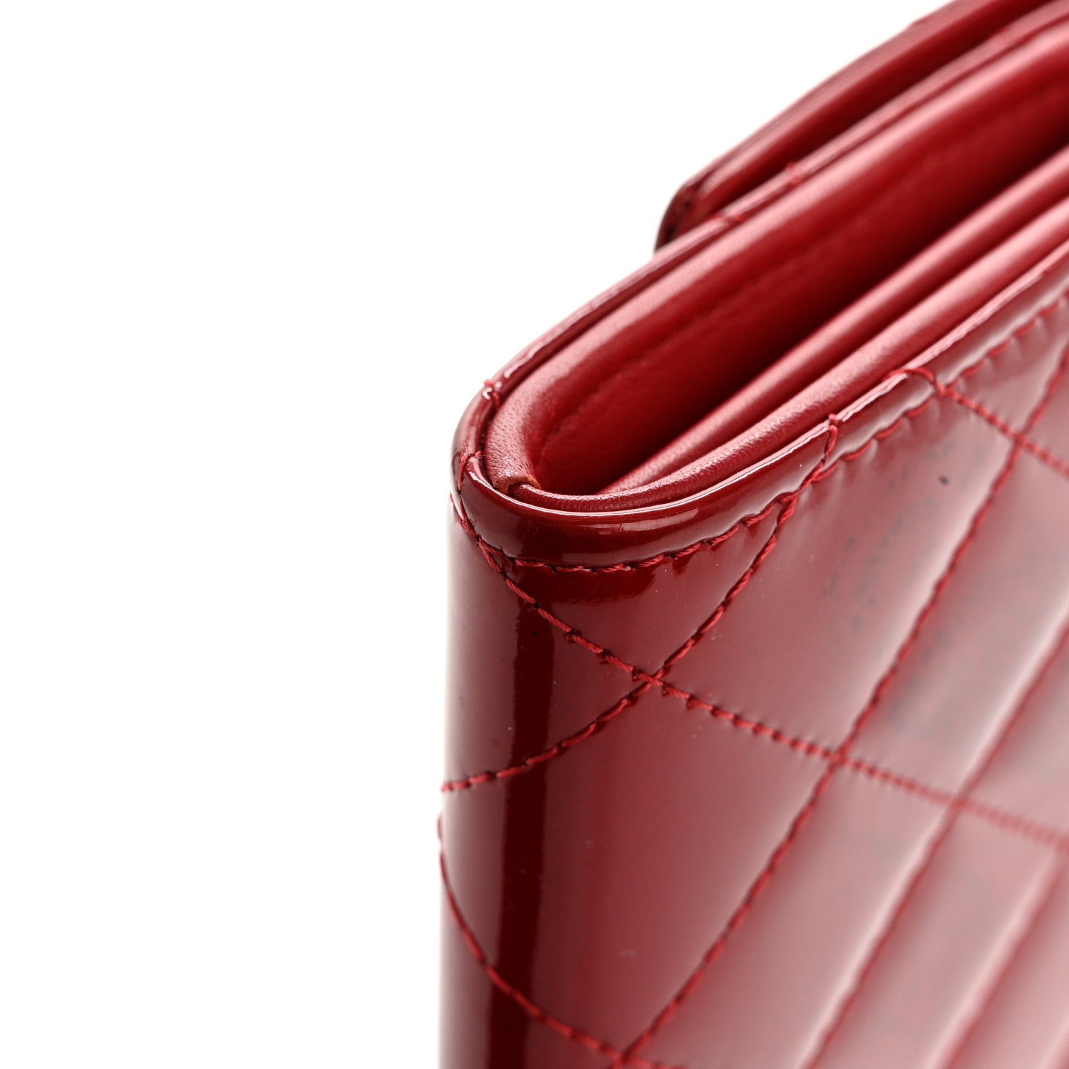 Chanel Patent Calfskin Quilted Large Brilliant Flap Wallet Dark Red 11 of 13