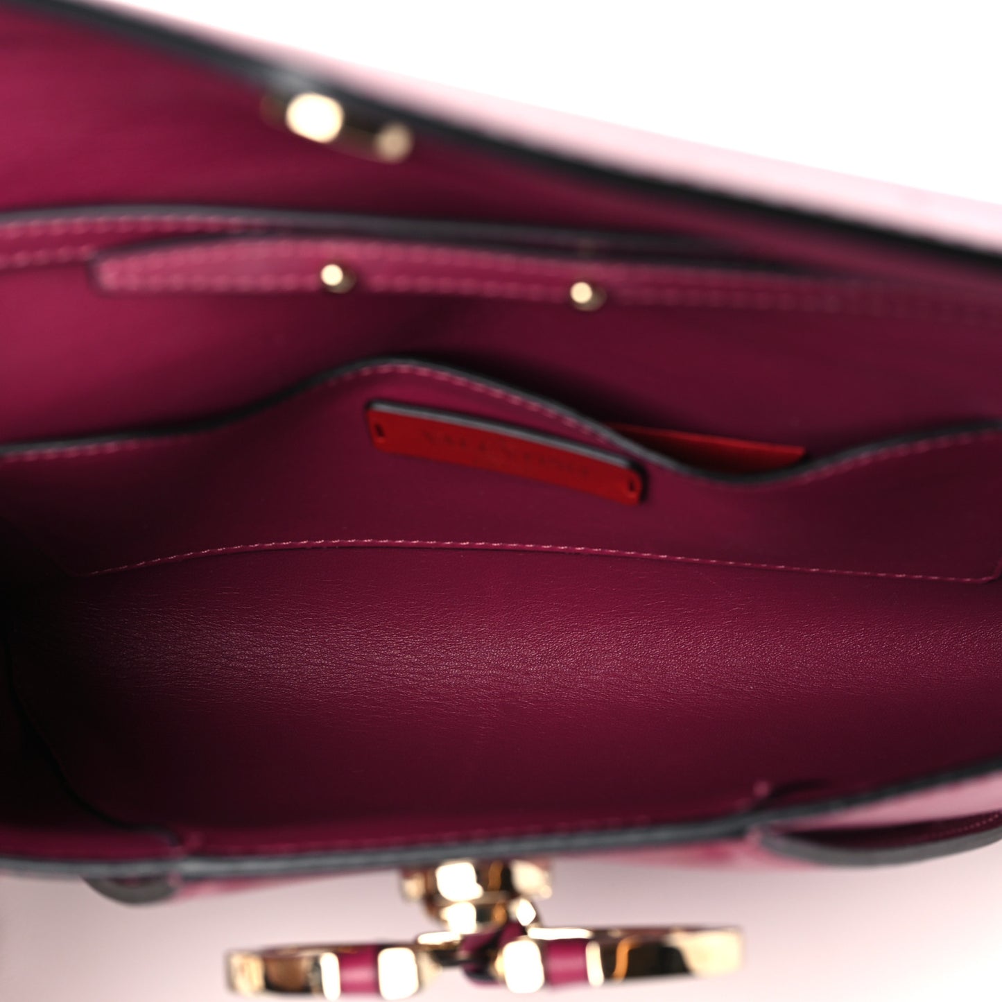 Calfskin V Rivet Chain Clutch Camelia
