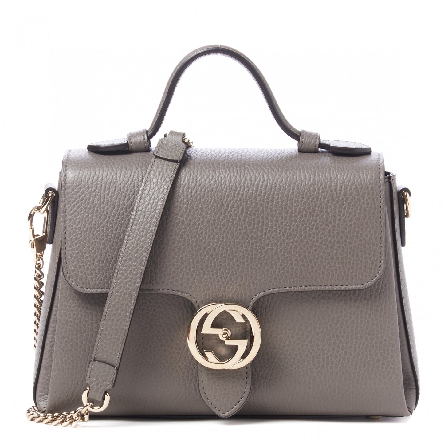 Dollar Calfskin Interlocking G Top Handle Shoulder Bag Loess