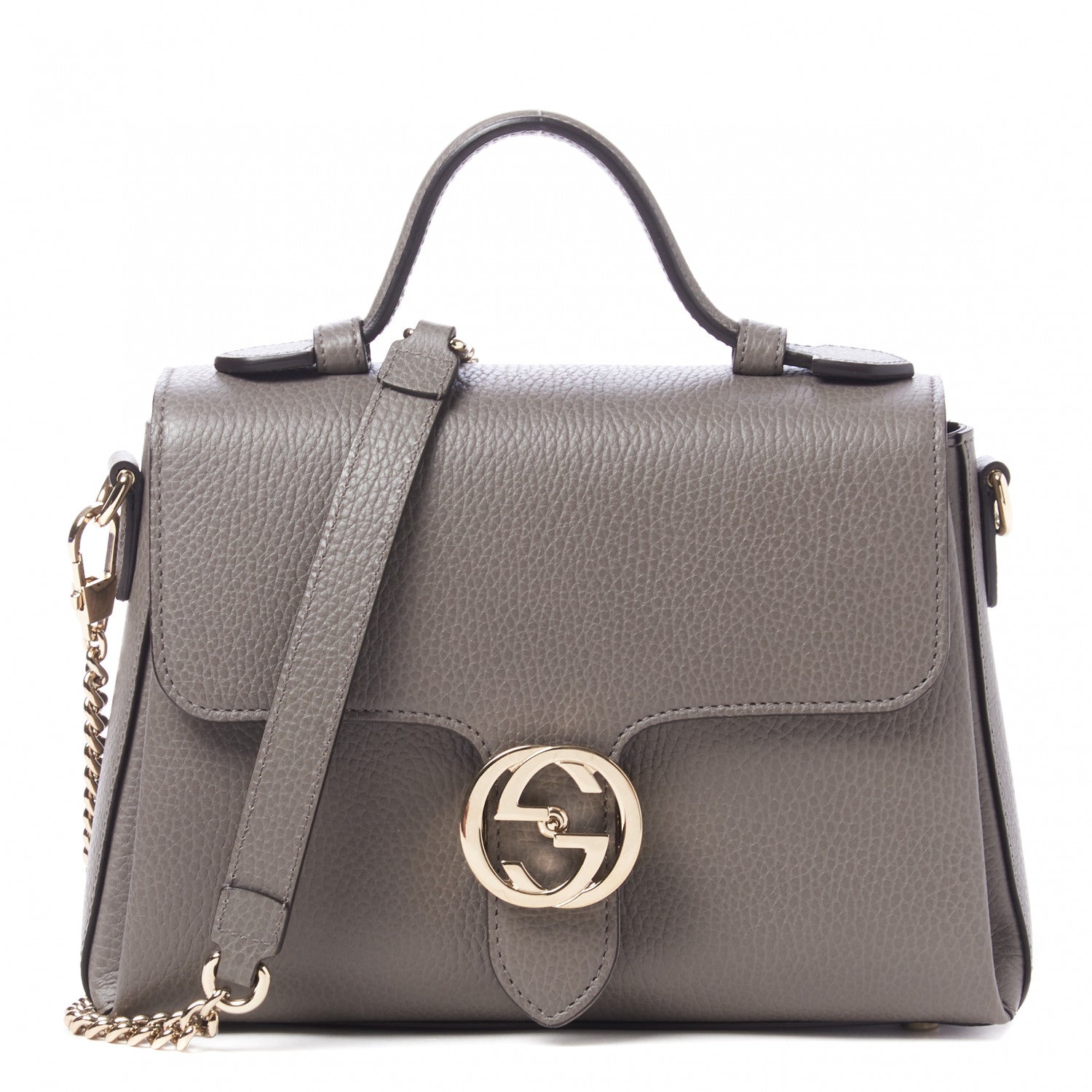 Gucci Dollar Calfskin Interlocking G Top Handle Shoulder Bag Loess 1 of 17