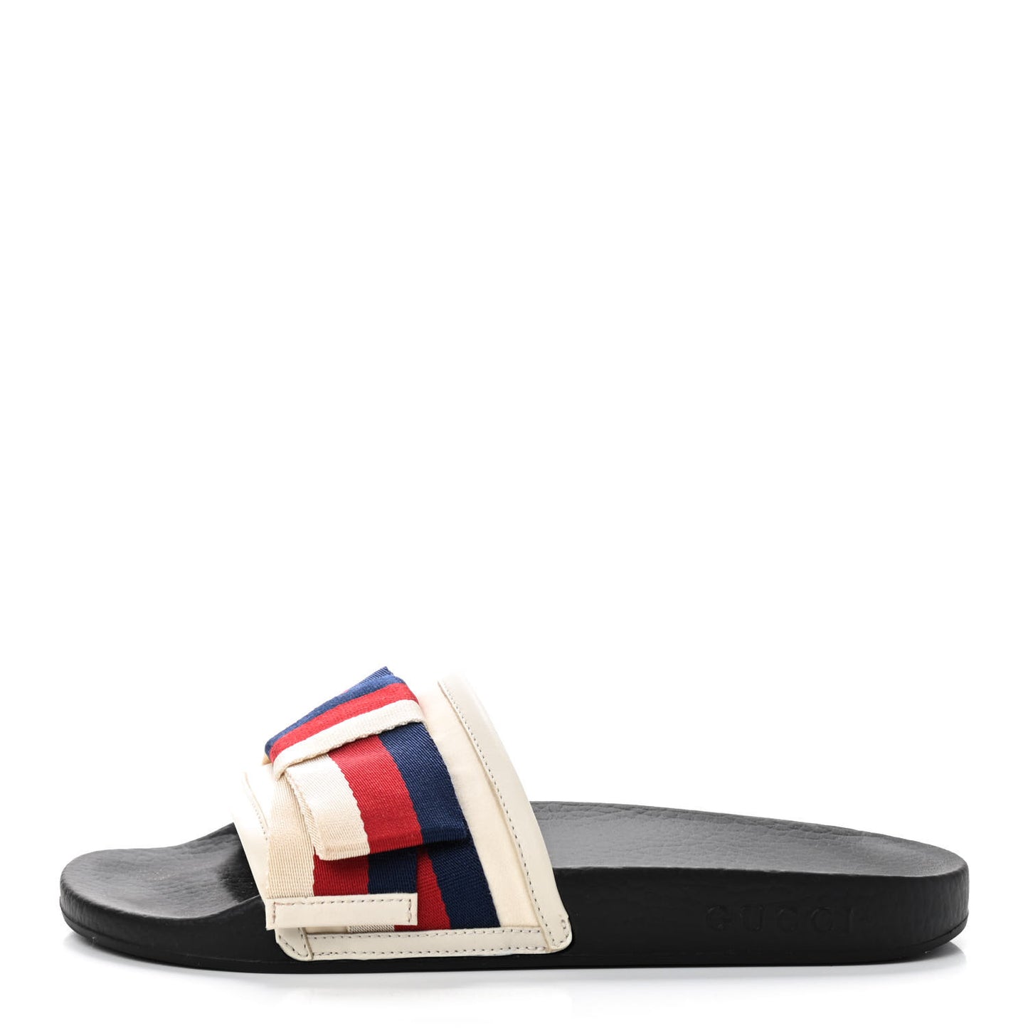 Satin Web Sylvie Bow Slide Sandals 38 White