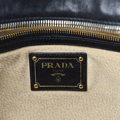 Prada Glace Calfskin Studded Tote Black 6 of 9