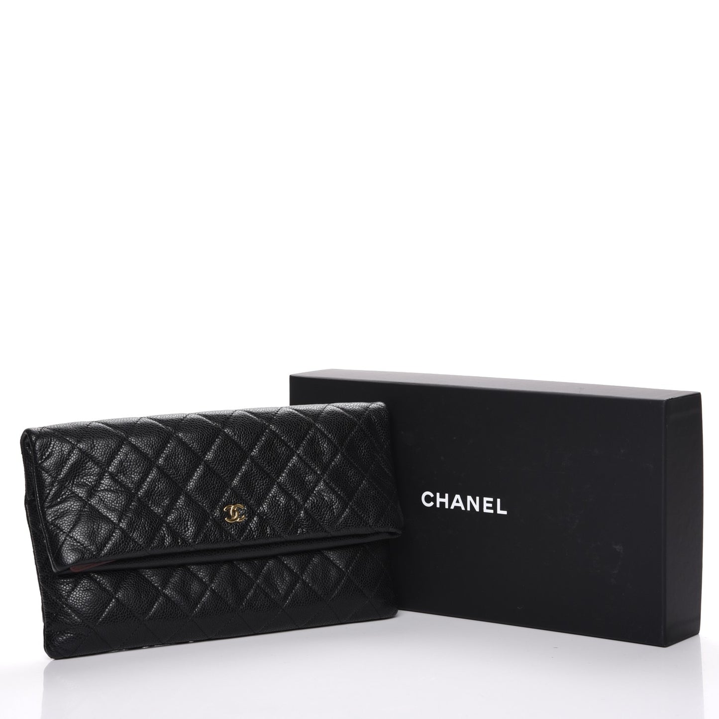 Caviar Quilted CC Beauty Clutch Black