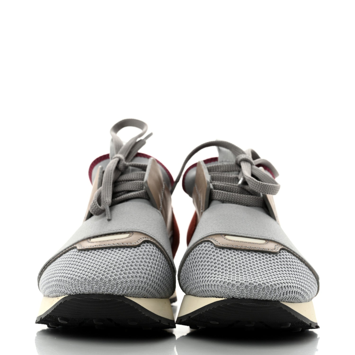 Balenciaga Mesh Calfskin Neoprene Suede Womens Race Runner Sneakers 38 Gris Bois de Rose 3 of 7