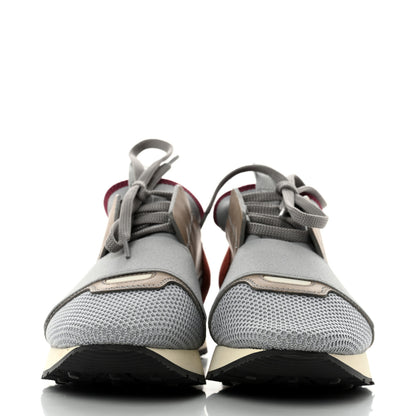Balenciaga Mesh Calfskin Neoprene Suede Womens Race Runner Sneakers 38 Gris Bois de Rose 3 of 7