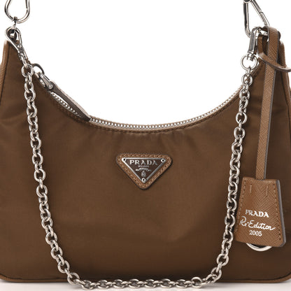 Prada Tessuto Nylon Saffiano Re-Edition 2005 Shoulder Bag Cacao 13 of 13