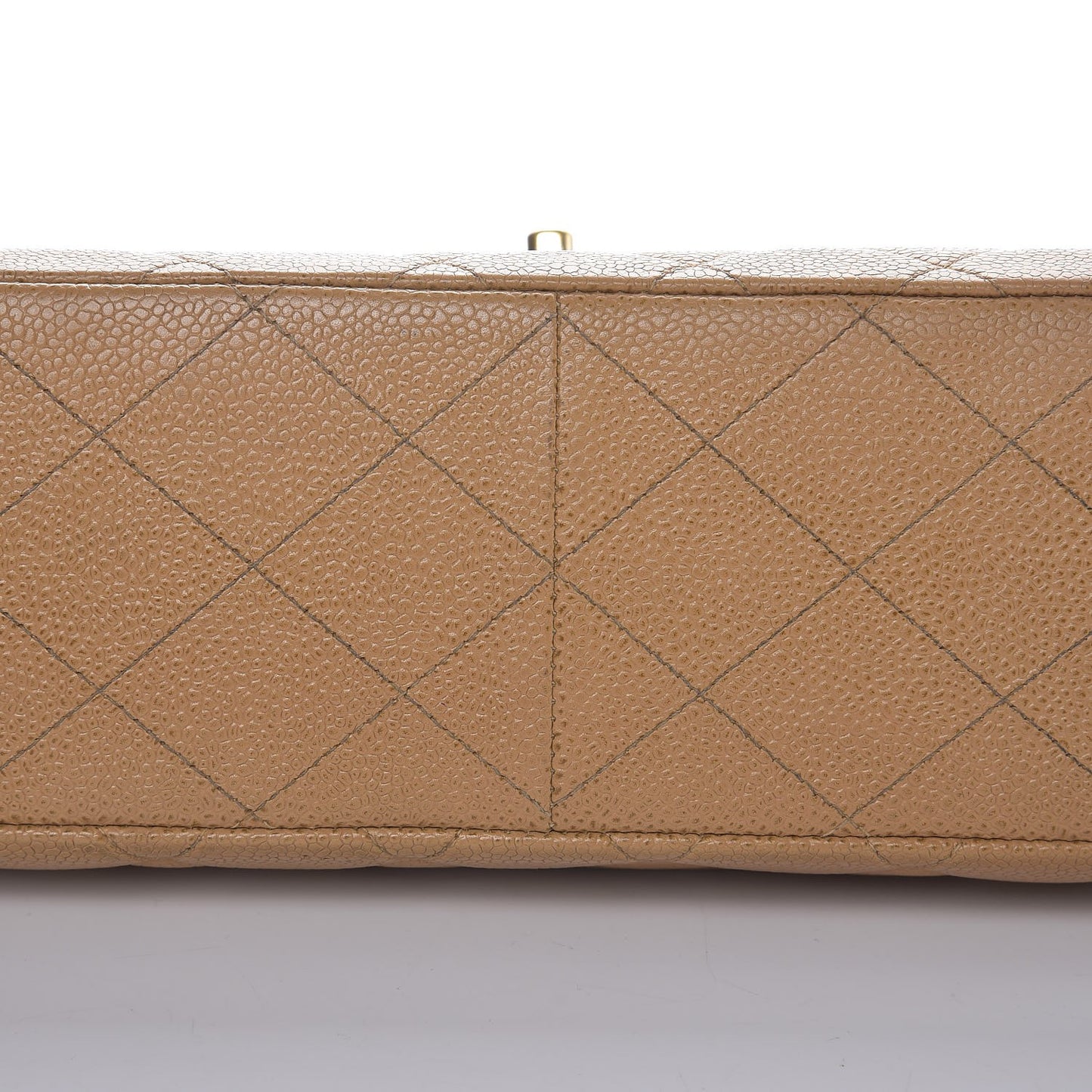 Caviar Quilted Jumbo Single Flap Beige