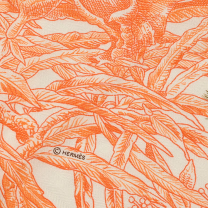 Hermes Cashmere Silk All 'Orto Botanico Di Palermo Shawl 140 Orange White Vert Chartreuse 4 of 6