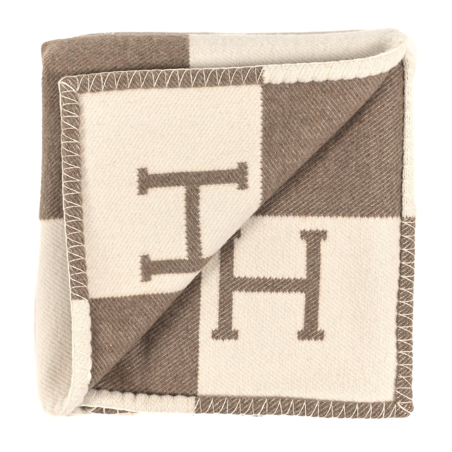 Wool Cashmere Avalon Baby Blanket Noisette Moyen White