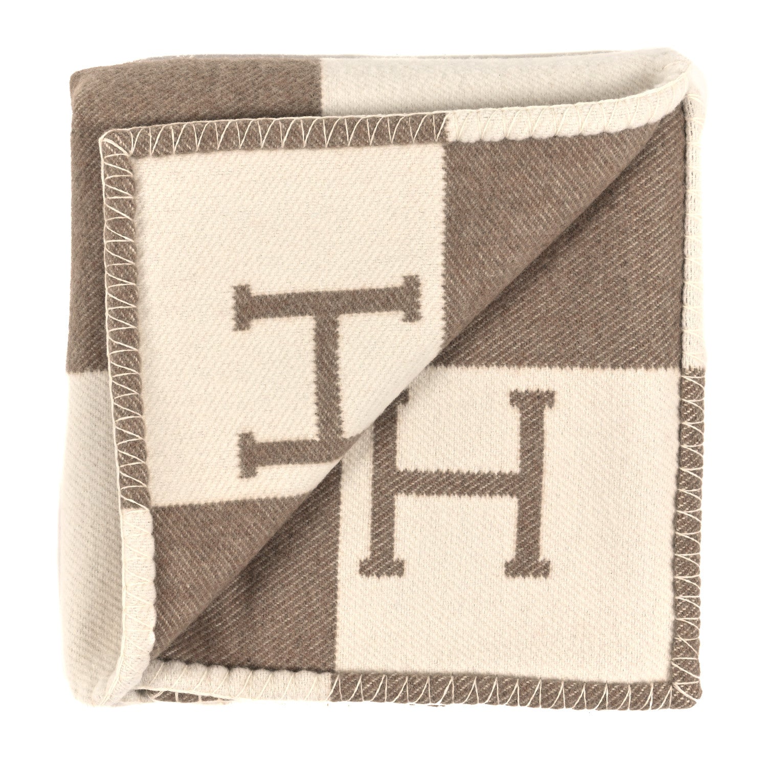 Hermes Wool Cashmere Avalon Baby Blanket Noisette Moyen White 2 of 3