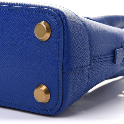 Balenciaga Signature Grained Calfskin Logo XXS Ville Top Handle Bag Bleu Roi White 10 of 10