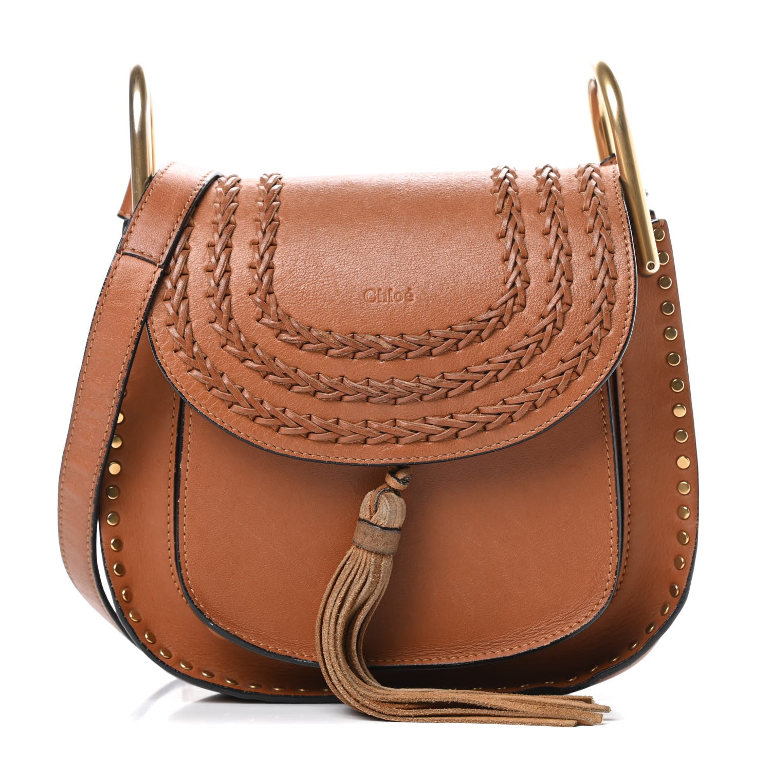 Chloe Calfskin Braided Small Hudson Shoulder Bag Caramel 1 of 18