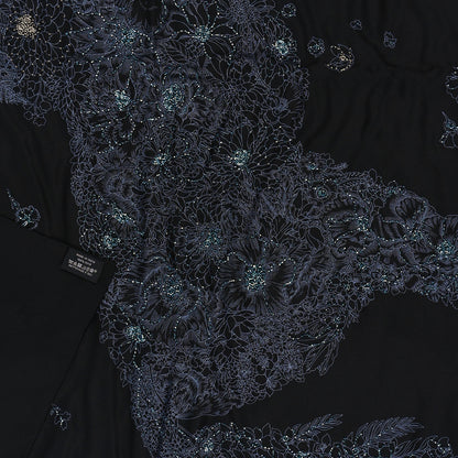 Hermes Silk Embroidered Robe Legere Scarf 90 Black Bleu 3 of 3