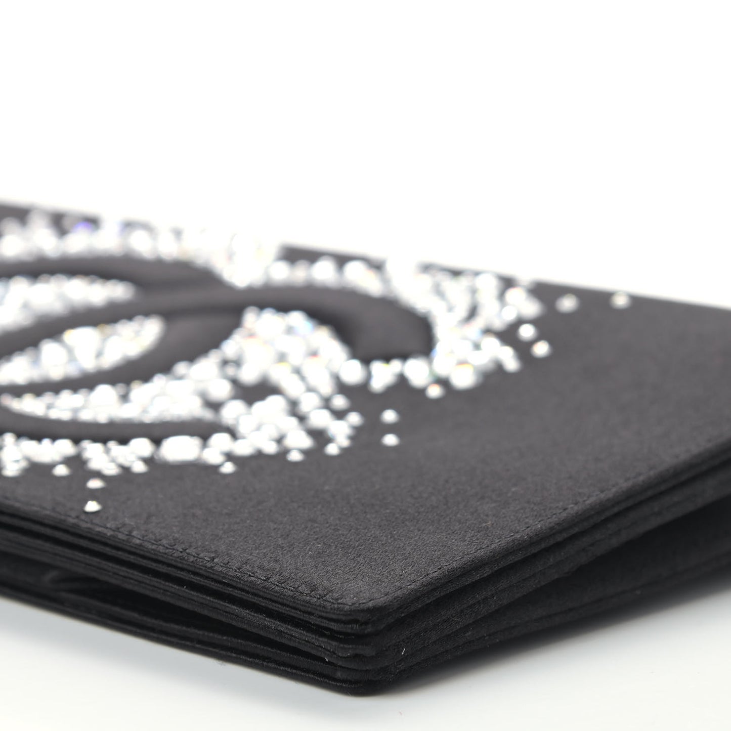 Satin Diamante Evening Clutch Bag Black