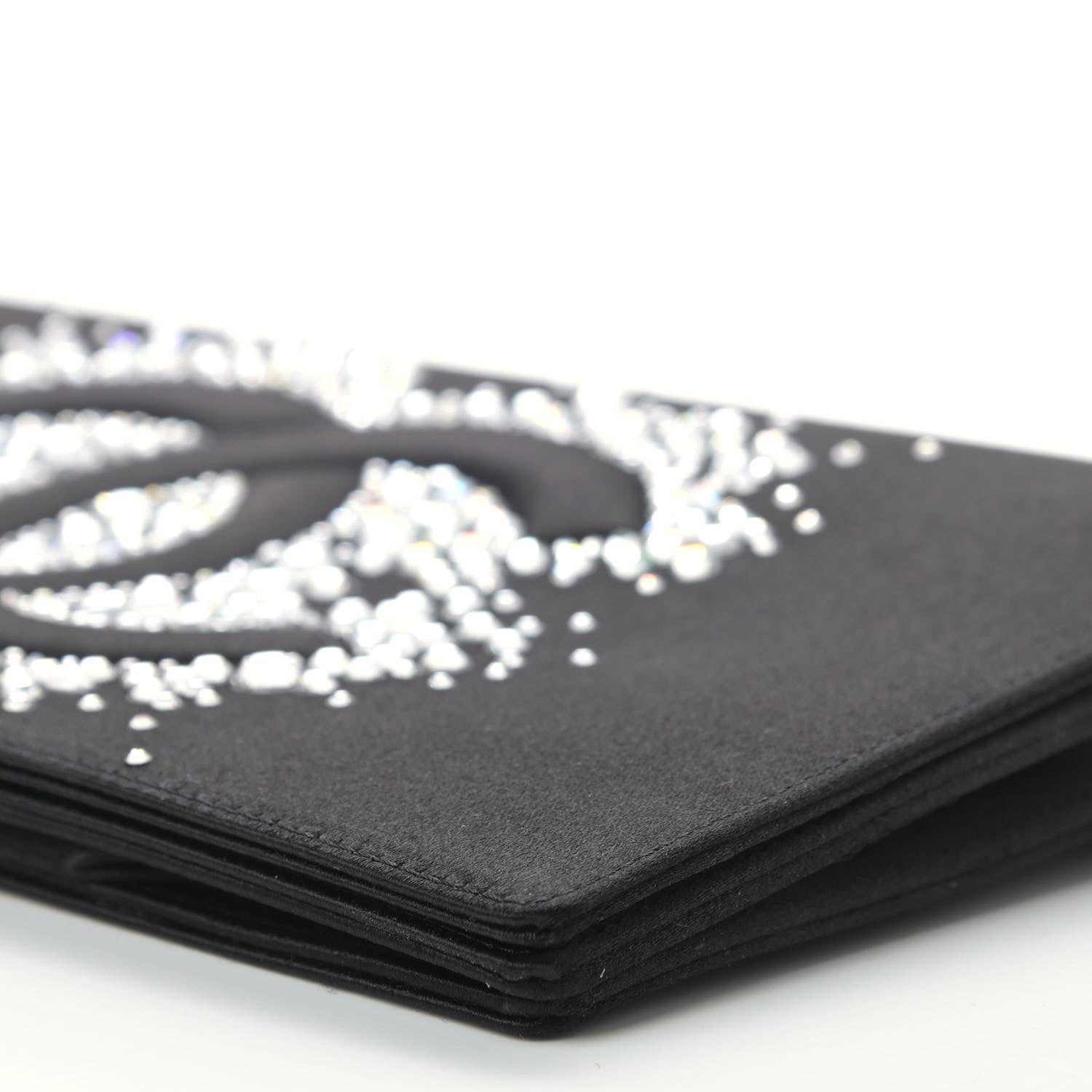 Chanel Satin Diamante Evening Clutch Bag Black 9 of 9