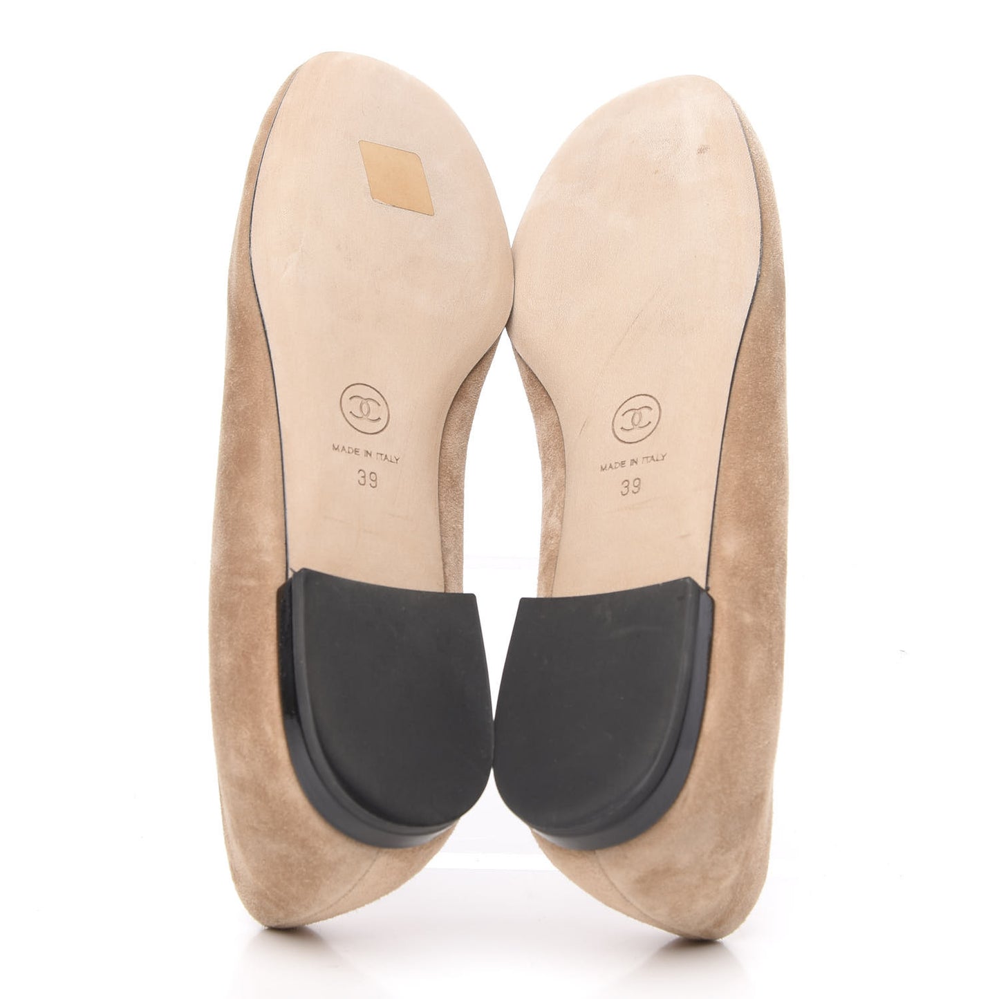 Suede Patent Camellia CC Ballerina Flat 39 Beige Black