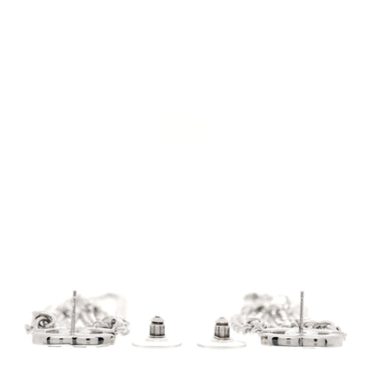 Chanel Crystal Baguette CC Chain Drop Earrings Silver Silver 3 of 4