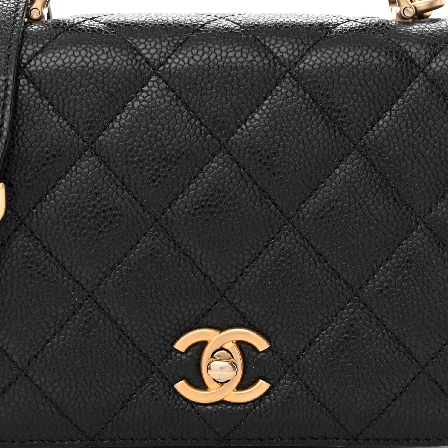 Chanel Caviar Mini Carry Around Flap Bag Black 8 of 11