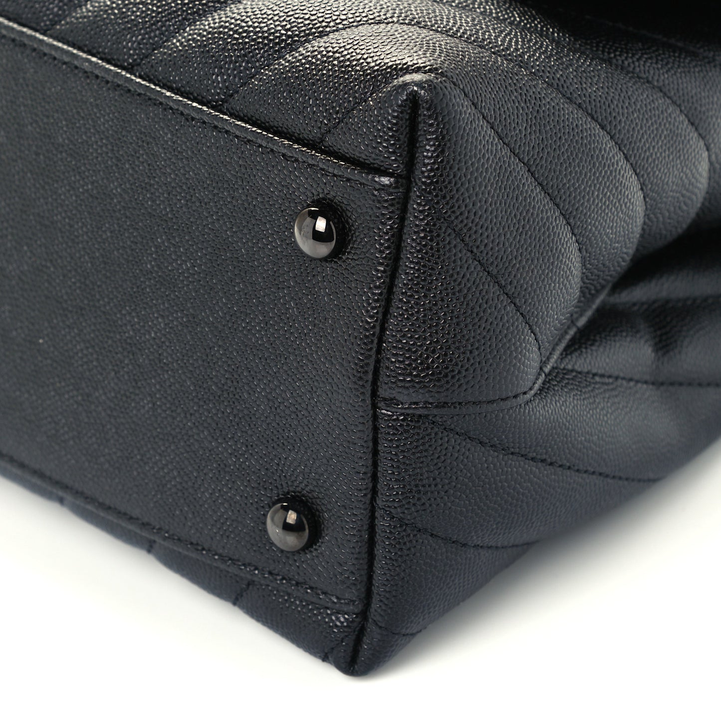 Caviar Chevron Quilted Small Coco Handle Flap So Black