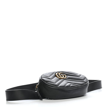 Gucci Calfskin Matelasse GG Marmont Belt Bag 85 34 Black 4 of 10