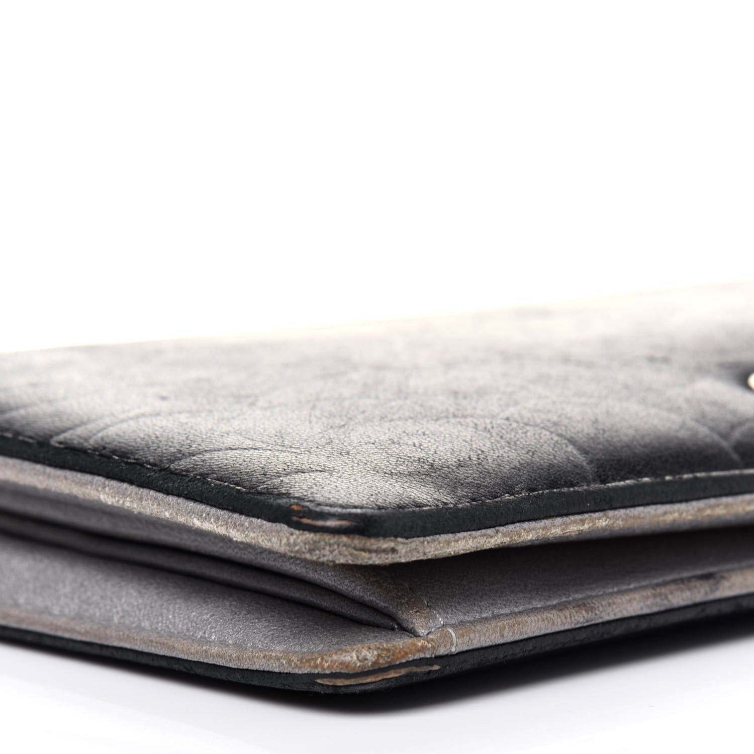 Chanel Lambskin Camellia Embossed Yen Wallet Black 16 of 26