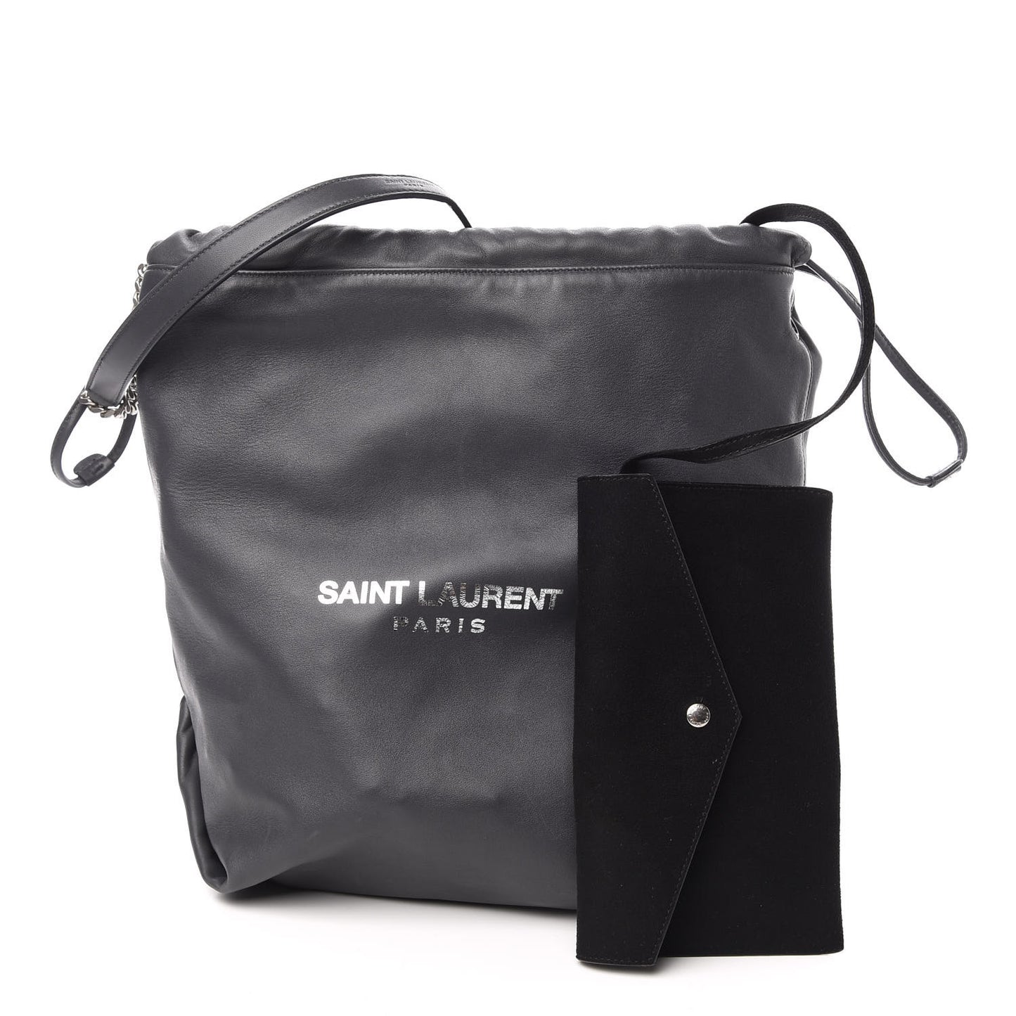 Lambskin Teddy Drawstring Bag Grey