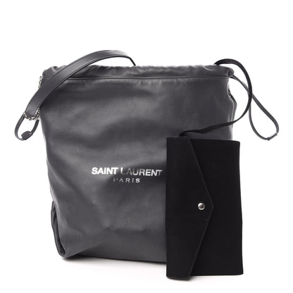 Saint Laurent Lambskin Teddy Drawstring Bag Grey 3 of 10