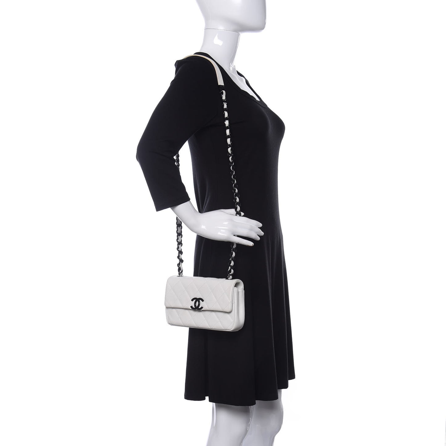 Caviar Quilted My Everything Small Flap White Black