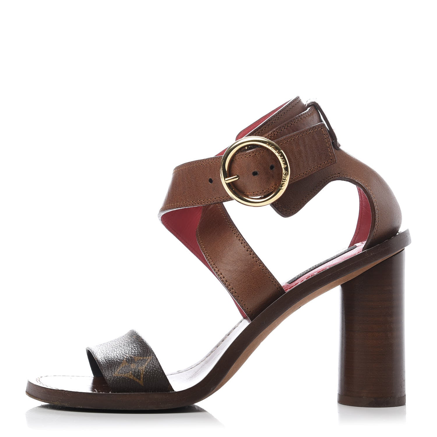 Louis Vuitton Calfskin Monogram Ocean Drive Heeled Sandals 36.5 Cognac 1 of 9