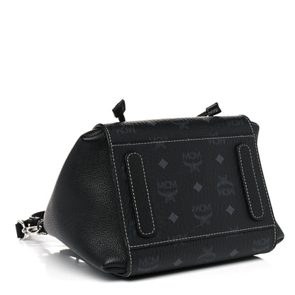 MCM Visetos Calfskin Drawstring Bucket Bag Black 5 of 10